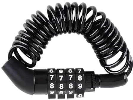Annlpoy 150 cm Candado de cable para bicicleta,cerradura de combinación extralarga de aleación de zinc y ABS, Código Numérico de 4 Dígitos, para Casco de Bicicleta, Moto, Cochecito y Equipaje