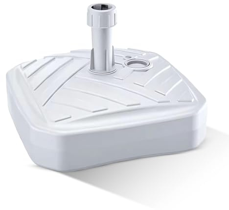 GARDENIX Base per ombrellone Quadrato Bianco in plastica riempibile con Sabbia, Acqua, Ghiaia in Giardino, Spiaggia, terrazza, ombrellone portaombrelli, Supporto per ombrellone