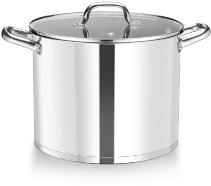 HaWare 14.1L Cooking Pot, Large Tri-Ply Bottom Stainless Steel Stock Pot with Visible Lid, 28cm Stockpot for Pasta/Meat/Soup, Suit for Induction/Electric/Gas/Ceramic, Healthy & Easy Clean
