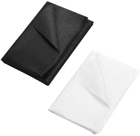Aoreun 2 Piezas Entretela Termoadhesiva 100 x 100 cm, Tela de Entretela Fusible, Tela de Entretela de Plancha Ligera No Tejida para Reforzar los Pliegues Manualidades Costura (Blanco y Negro)