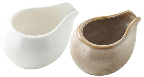 FUOYLOO Set 2 Pezzi Caraffa per Latte in Ceramica Stile Giapponese, Facile da Pulire Design Creativo del Beccuccio per Bar e Feste