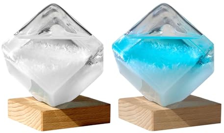 Storm Glass Previsore Meteo – Barometro Cubo d’Acqua in | Decorazione Casa Quadrata – Stazione Meteorologica da Scrivania, Dispositivo Previsioni per Compleanno, Matrimonio, Anniversar