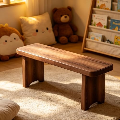 Generico Panca Rustica per Letto, Panchetta in Legno per Ingresso Interno, Panca in Legno Rustica per Sala da Pranzo, Panchina da Esterno, Sgabello Basso Stile Rustico Senza Schienale(L100xW20xH25cm)