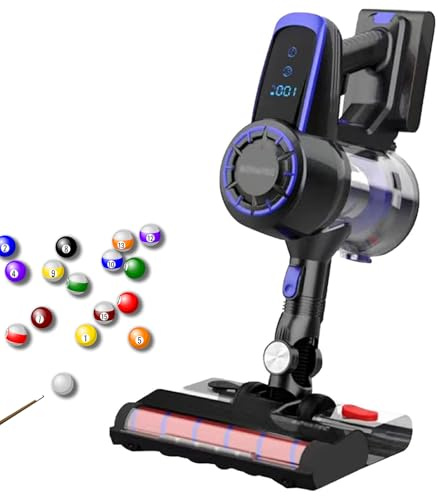 Aspirapolvere Elettrico per Panni da Biliardo, Aspirapolvere Senza Fili da 22 Kpa per Tavoli da Snooker E Pool con 2 velocità di Aspirazione E Batteria Rimovibile, Schermo Touch Intelligente Blue