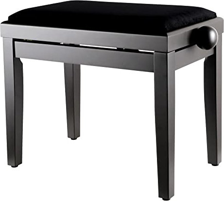 Classic Cantabile Pianobank (höhenverstellbar von 47-56cm, Spindelmechanik, Sitzfläche 55 x 32cm, weißer Velourbezug, stabil) Dark Walnut matt