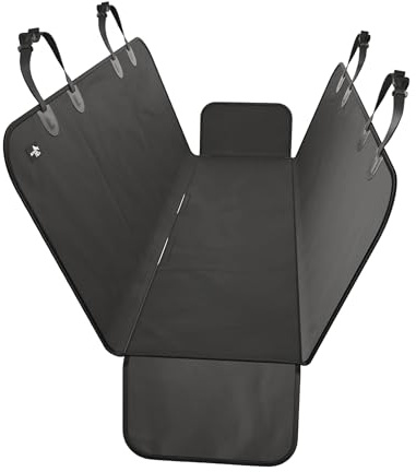 Active Pets Waterproof Hammock Standard Car Seat Cover, Fits Sedans Hatchbacks Crossovers Coupes Compact Vehicles, Secure Convertible Travel Bed Protects Backseat Cargo from Dogs, Black w/Black Trim