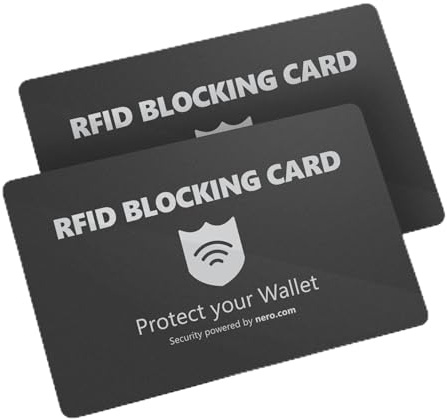 Nero Carte RFID Anti-Piratage | Protection NFC Contre vol de données | Blocage sans Contact pour Carte bancaire, crédit, identité, Passeport | Anti-Skimming | 1 Pièce | Noir