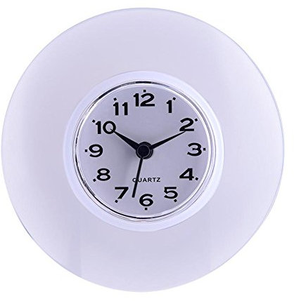 Atyhao Mini Orologio da Doccia Orologio da Parete Impermeabile Ventosa Orologio da Bagno Orologio da Aspirazione per Doccia Bagno Cucina(bianca)