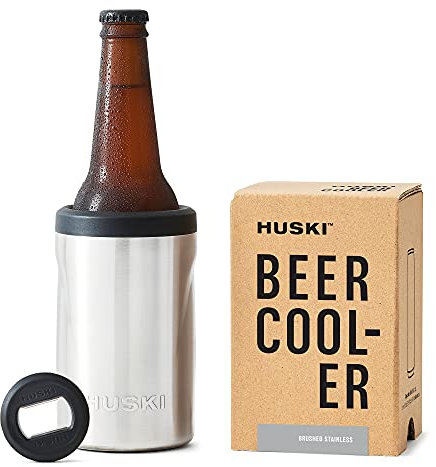 Raffreddatore di birra Huski 2.0 | Nuovo | Portabottiglie e lattine Premium | Acciaio inossidabile di grado marino a triplo isolamento | Apribottiglie 3 in 1 staccabile (Inox)