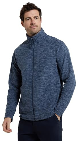 Mountain Warehouse Snowdon Mens Full Zip Fleece - Midlayer Pullover, Breathable Jacket, Soft Outerwear, Smooth Fleece Top - For Spring Summer, Travelling Blue XL
