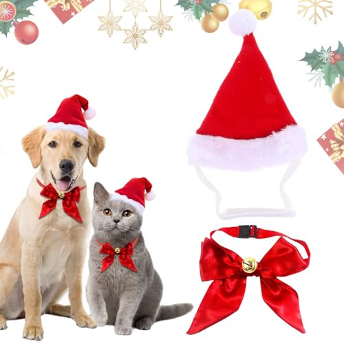Costume de Père Noël Chien et Chat, Costume de Noël pour Animal, Vêtements de Noël pour Chien, Costume Noel pour Chat Chien,Bonnet de Noël pour Chat, Animal de Compagnie Accessoires de Costume