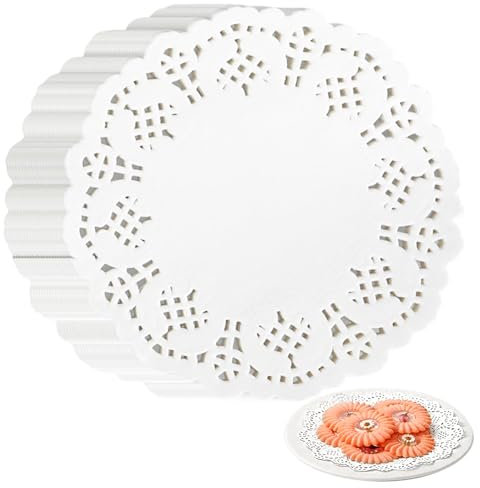 Jeffdad 150 Pcs Assorted Sizes Paper Doilies, 4.5 Lace Doilies for Food, Tables, Plates, Cakes, Desserts, Crafts (4.5 inch)