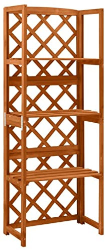 Tidyard Trellis with Shelves Wooden Trellis Planter Garden Planter weather-resistant Plant Holder Pot Lattice Raised Bed Planting Support Outdoor Patio Planter Freestanding 55x30x140 cm Solid Fir Wood