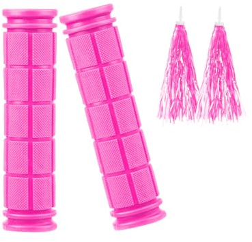 Bike Handlebar Grips with Tassel Streamers for Kids Girls Boys, Non-Slip Rubber Bicycle Handle Grips for BMX MTB Mountain Bicycle Scooters Tricycle Replacement Parts