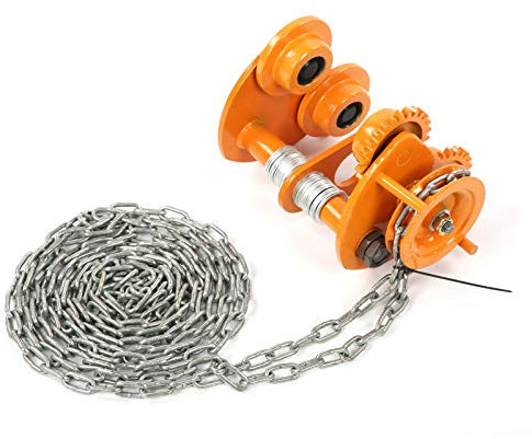 Carro de Servicio Pesado con Cadena Manual, Capacidad de Carga de 1,5 Toneladas, Carro de Grúa, Carro para Polipastos, Mantenimiento de Equipos