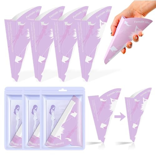 30 Piezas Urinella Desechable para Mujer, Urinarios de Papel, Orinal de Viaje para Mujeres de Pie, Embudo de Papel Impermeable Desechable para Orinar, para Mujeres, viajes y Camping, Senderismo