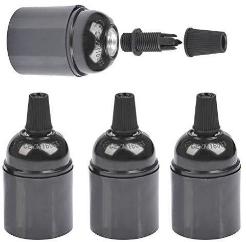 FOCCTS 4 Pcs Bakelite Lamp Holder, Vintage Light Bulbs Holder Bakelite light holder E27 Black