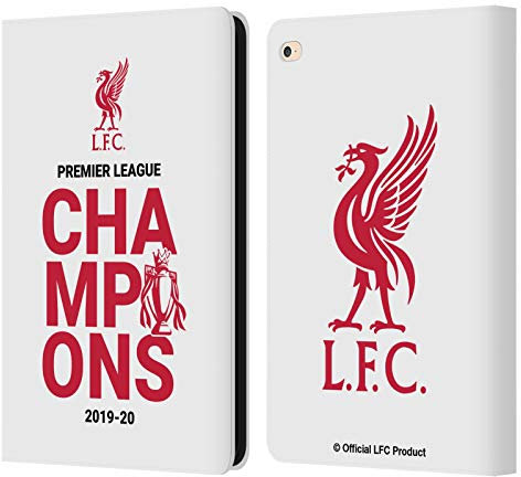 Head Case Designs Offizielle Liverpool Football Club Weiss Typografie 2020 Meister Leder-Wallet-Hülle Kompatibel mit Apple iPad Air 2 (2014)