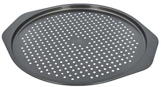 Birkmann, Pagnotta & Anima, teglia per pizza rotonda perforata Ø 28 cm, per pavimenti croccanti, in acciaio al carbonio di alta qualità, rivestimento antiaderente, con impugnature laterali e proposta