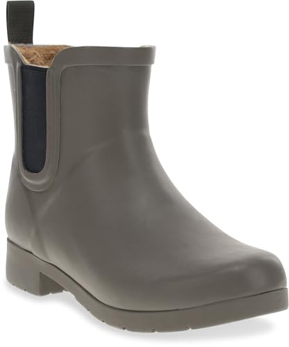 Chooka Womens Waterproof Plush Chelsea Bootie Rain, Olive, 10 US