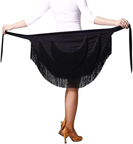 Women's Dance Skirts Ballroom Latin Dance Dress Tango Dance Skirt Apron Tassel Skirt Dance Practice Performance Hip Scarf