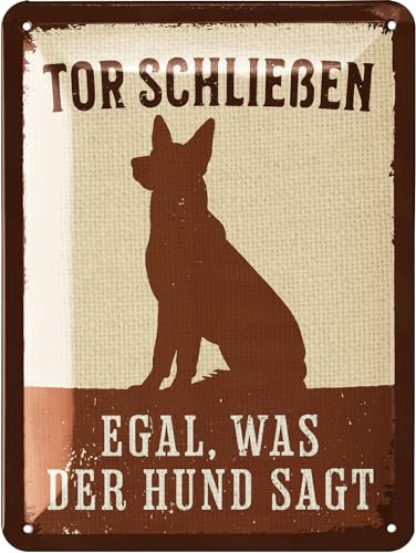 LANOLU Blechschild Hund TOR SCHLIEßEN 15x20cm