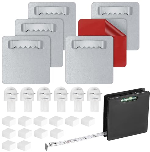 6 Pièces Crochets Autocollants, Supports de Fixations pour Photos et Miroirs, Crochet de Suspension sans Perçage pour Accrocher Image Miroirs Tableau Miroir Cadre Photo