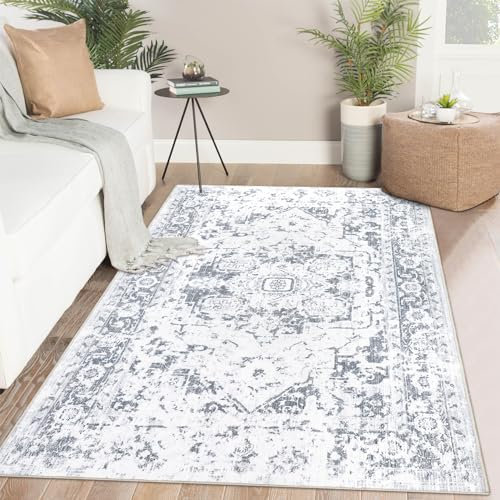Famibay Teppich Wohnzimmer Kurzflor Teppich Schlafzimmer Vintage 80x150cm Carpet Waschbar rutschfest Bodenteppich für Wohnzimmer Schlafzimmer Esszimmer