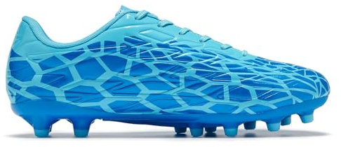 LEOCI Mens Football Boots Trainers Womens Rugby Shoes Artificial Firm Ground Outdoor Comfort Soccer Cleats Blue Light Blue