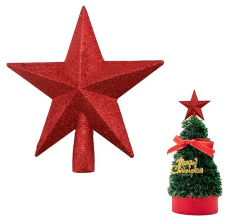 DEXYZZY Puntale a stella per albero di Natale, Puntale per Albero di Natale, Stella Albero di Natale, Rosso Sacro Albero di Natale Albero Topper Decorazione, con finitura glitterata