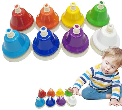 Campanas De Escritorio - Campanas De Escritorio Para Niños, Campanas De Mano De 8 Notas | Instrumento Musical Colorido, Campanas De Mano 8 Notas, Instrumento Musical Educativo Para Niños Pequeños
