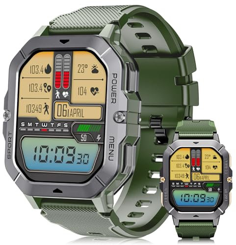 OUKITEL Smart Watch for Men Answer/Make Call, 2.02” HD Screen Fitness Watch with Heart Rate/Sleep Monitor/Blood Oxygen, 5ATM Waterproof, 100+ Sport Modes Smartwatch for IOS Android