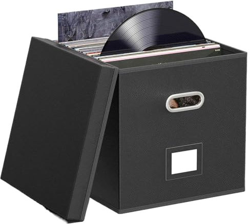 Record Storage Box | Stackable & Records Crate Holds With Lock | Heavy Duty Safe Boxes | Durable Organizer For 12 Vinyl LPs, 45s & 7 Singles | Ideal To DJs,Collectors,Studios & Home Use