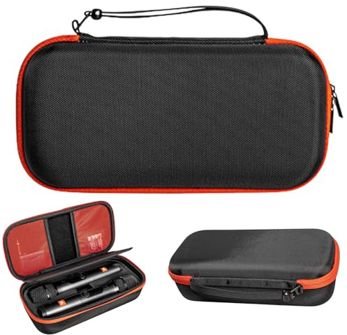 Calenxy Étui de microphone Bluetooth compatible avec JBL PartyBox Wireless Mic, boîtier de microphone sans fil, portable à double micro, sac de voyage pour récepteur, adaptateur, piles