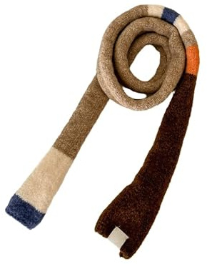 Kashmirscarf， Vinterullstickad halsduk for kvinnor flerfärgad 160x15 cm(Coffee Brown)