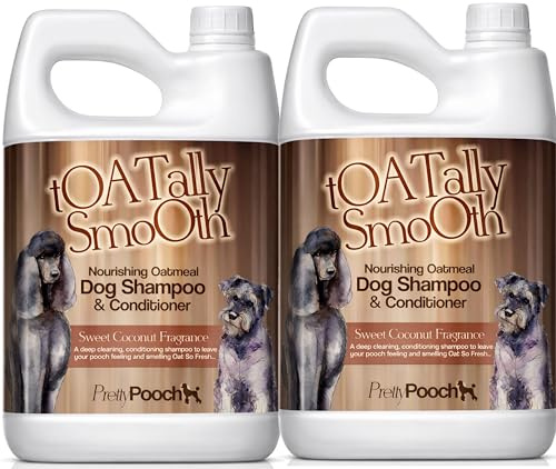 Pretty Pooch Oatmeal Dog Shampoo for Sensitive Skin 2 x 5L – Hydrates, Sooths & Shines - pH Balanced & Made from Natural Ingredients - Cruelty Free & Vegan - Coconut Fragrance