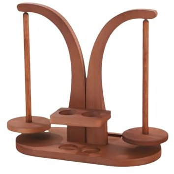 VIRELLO Soporte de hilo de madera, giratorio de hilo sin enredos para tejer, rotación suave, accesorio de manualidades de doble husillo para tejedores y tejedores