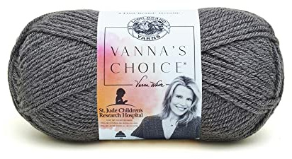 Lion Brand Yarn (1 Skein Vanna's Choice Yarn, 1 Pack, Charcoal Grey