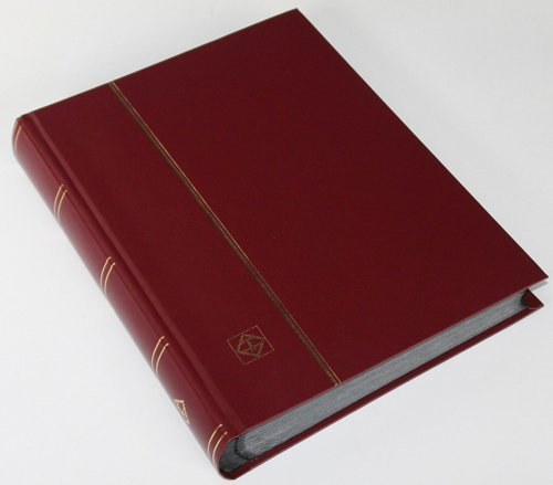 64 schwarze Seiten LEUCHTTURM Einsteckbuch Briefmarkenalbum Einband weinrot wattiert