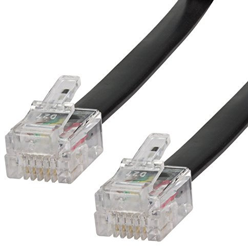 ecabo 10092 6m Modularkabel Telefonkabel – 2x RJ12 Stecker – Anschlusskabel – Westernstecker – 6adrig / 6P6C / 1:1 – Flachkabel für Telefon ISDN AB FAX Modem – schwarz