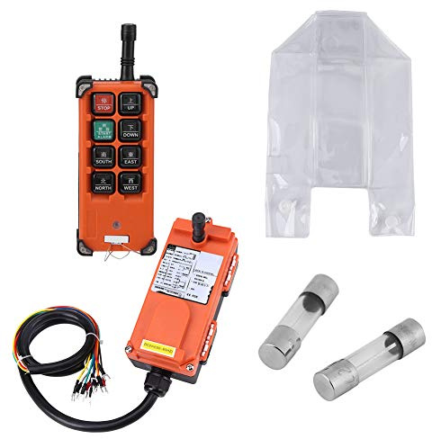 24VDC Wireless Industrial Remote Switch Control Kit with 8 Push Buttons, 1 Speed Channel Electric Lift Hoist Crane Radio Control System for Industrial Using Tool