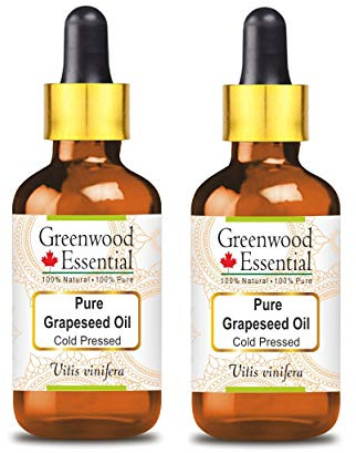 Greenwood Essential naturlig ren druvfröolja (Vitis vinifera) med glasdroppare kallpressad 2 x 2 (6,76 oz)
