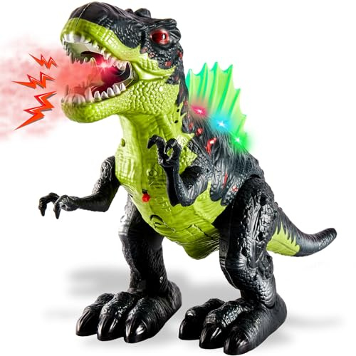 TOEY PLAY Dinosauri Giocattolo per Bambini, T-Rex Dinosauro Gigante con Acqua Spray, Luci Suoni, Camminando, Ruggendo, Giochi Dinosauri 3 4 5 6 Anni