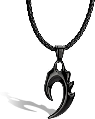 SERASAR Lederkette Herren mit Anhänger - 50cm schwarz Lederkordelkette Schmuckschatulle für Echtleder Geschenk Schmuckband