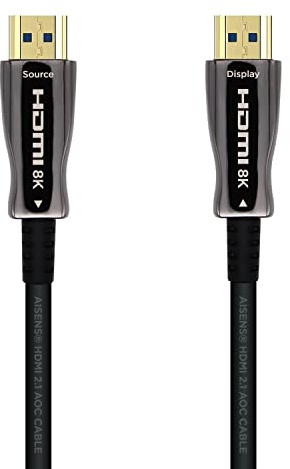 AISENS A153-0515 Câble HDMI V2.1 AOC ultra haute vitesse/HEC 8K@60Hz 4K@120Hz 4:4 48Gbps, A/M-A/M, noir, 10m