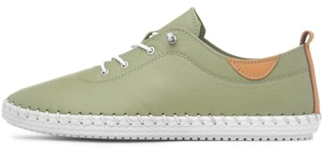 Lunar Ladies St Ives Soft Leather Khaki Plimsoll 5 Khaki