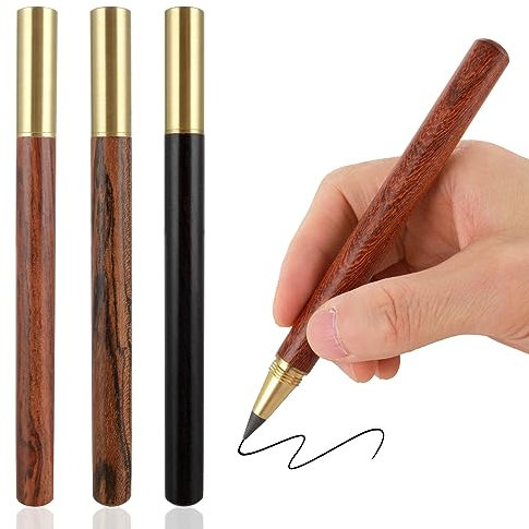 4 Stück Holz-Infinity-Bleistift, Wiederverwendbarer Ewiger Bleistift, Kein Anspitzen, Tintenlose Bleistifte Zum Schreiben, Zeichnen, Für Studenten, Heimbüro, Schulbedarf (4 Holzfarben)