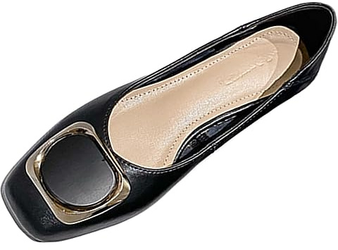 Las Mujeres se Deslizan en los Zapatos Casuales de tacón Medio bajo Zapatos de Vestir de la Abuela sólida Transpirable Suela Suave Bloque Grueso Zapatos de Vestir