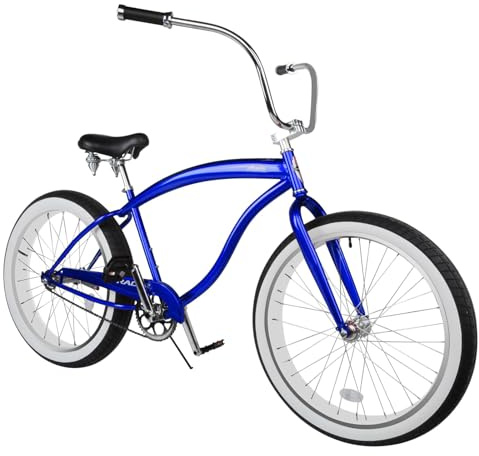 Tracer Avalon 26 & 29 Inch Beach Cruiser Bike for Adult Men & Women, 1/7-Speed Disc Brake 3.0 Fat tire Low Step-Through Frame Hybrid Bike (Single-Speed, 26-Blue)