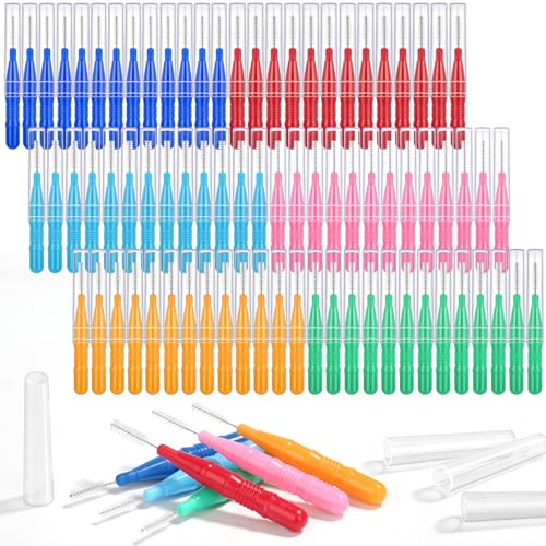 ROADPLUM 120Pcs Interdental Brushes 3 Sizes, 360° Bendable Soft Bristles Braces Brush Dental Brushes Between Teeth Gum Interdental Brushes for Gum Braces Oral Teeth Cleaning Tool